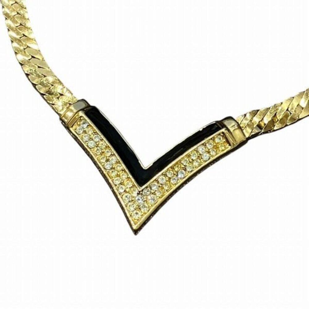 Dior Vintage V-shaped Rhinestone Necklace - Picture 1 of 9